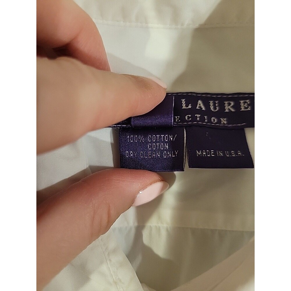 Ralph Lauren Purple Label Collection White Cotton French Cuff Shirt Womens 12 - Picture 11 of 13
